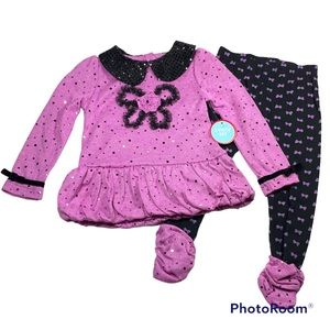 NWT WonderKids sequins dot knit bubble top with matching leggings size 3T